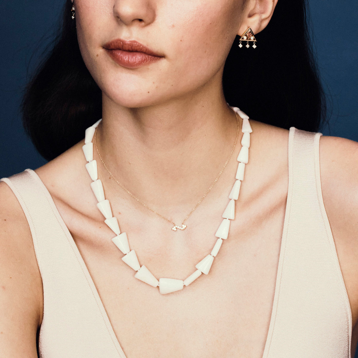 Geo White Coral Beaded Necklace