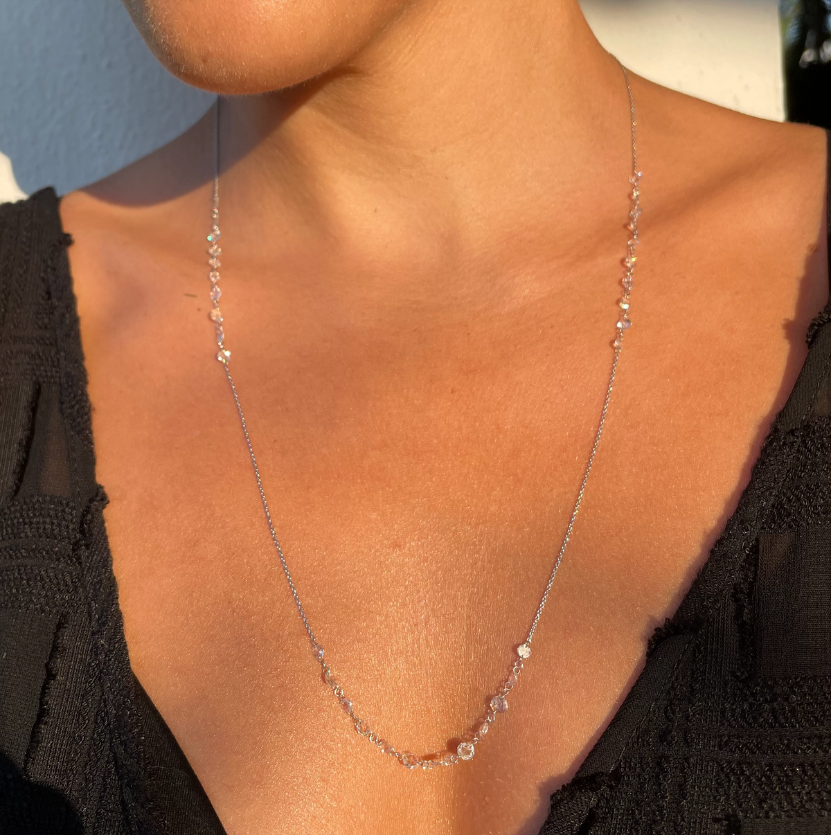 Lila Floating Rose Cut Necklace - Long Version