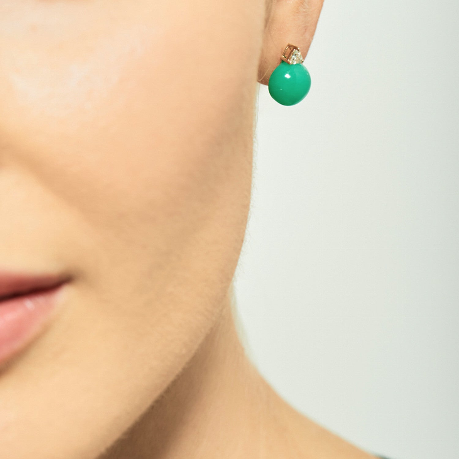 Selin Kent 14K Ada Chrysoprase Earrings with Trillion Diamonds