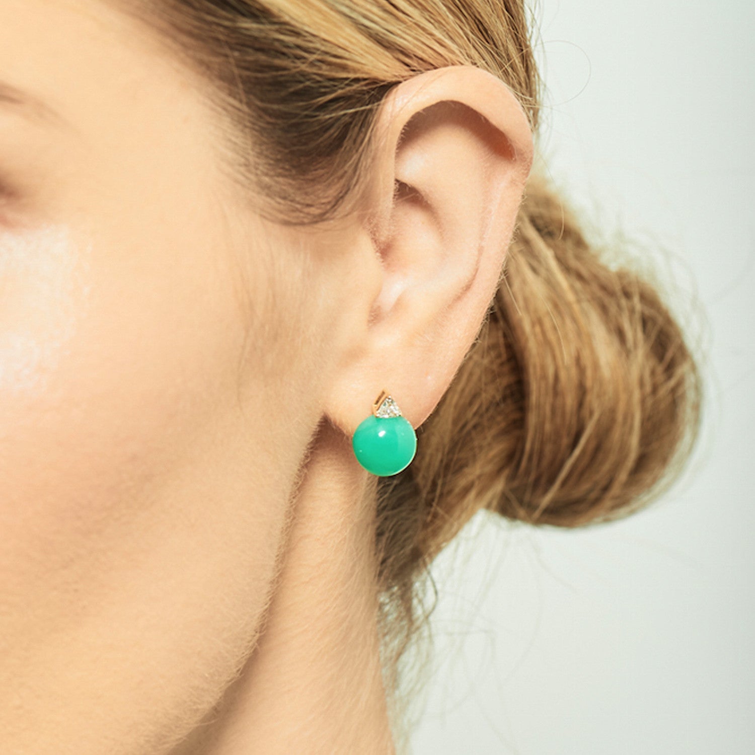Selin Kent 14K Ada Chrysoprase Earrings with Trillion Diamonds
