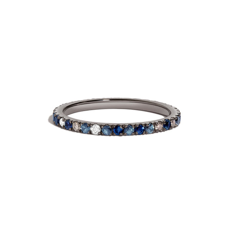 Ocean Blue Eternity Ring - Sapphire & Black Diamonds