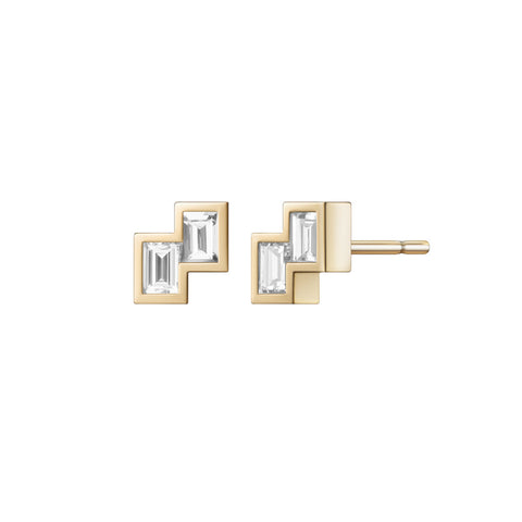 Helia Studs - Single Orange Sapphire