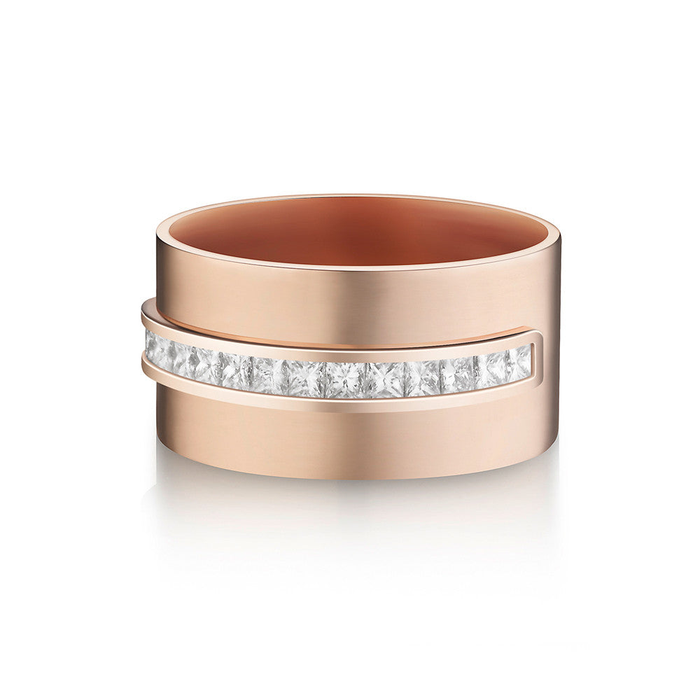 Selin Kent 14K Anni Cigar Band with Princess Cut White Diamonds