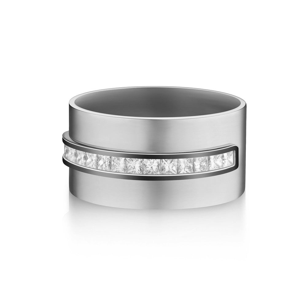 Selin Kent 14K Anni Cigar Band with Princess Cut White Diamonds
