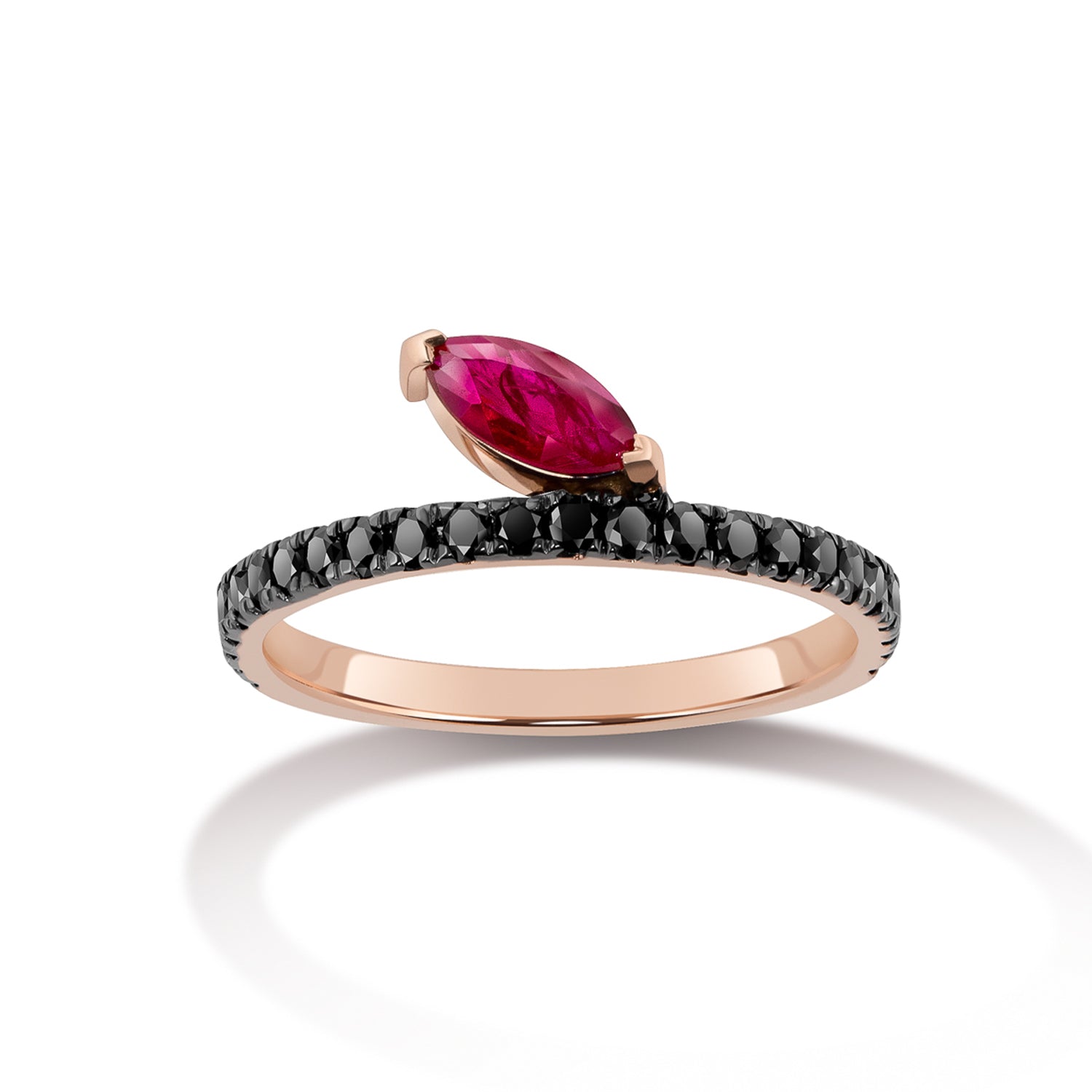 Defne Deluxe Ring - Ruby & Black Diamonds