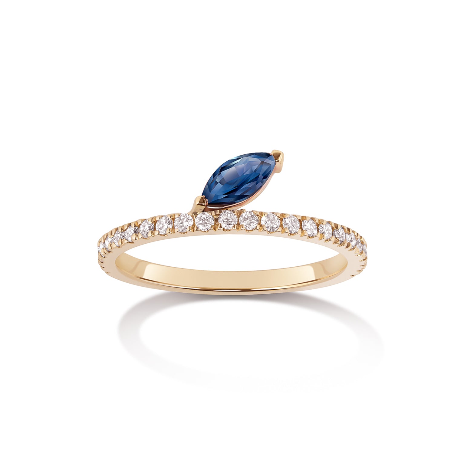 Defne Pavé Ring | Sapphire Marquise and White Diamonds