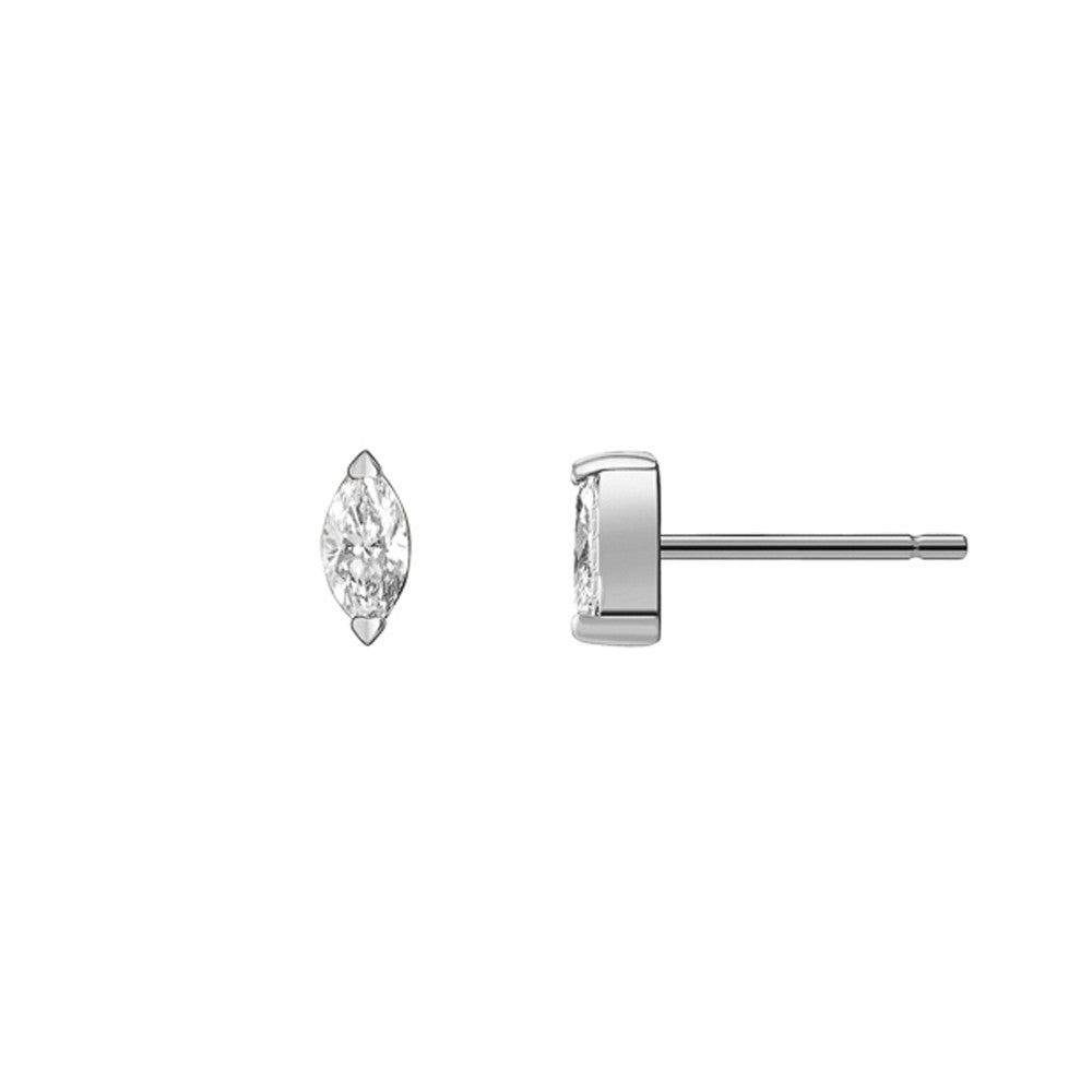 Selin Kent 14K Defne Studs with White Diamond Marquise