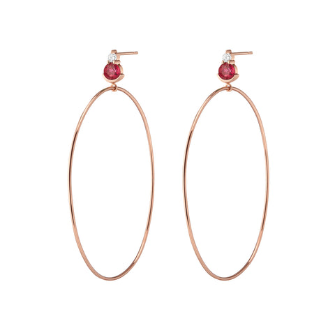 Helia Studs - Single Orange Sapphire