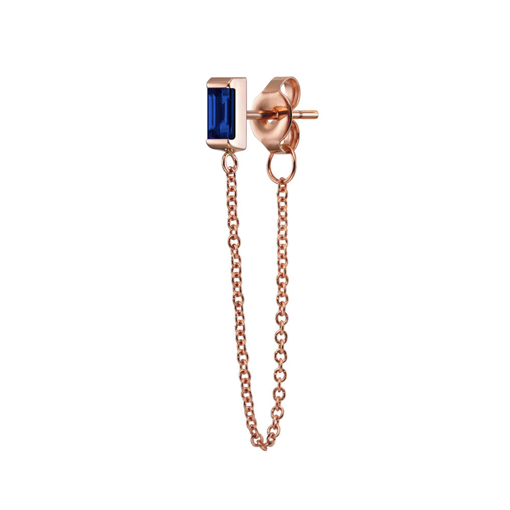 Selin Kent 14K Galana Chain Stud with Sapphire Baguette