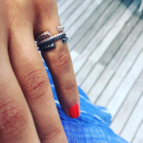 Selin Kent 14K Greta Ring with White Diamonds - On Model