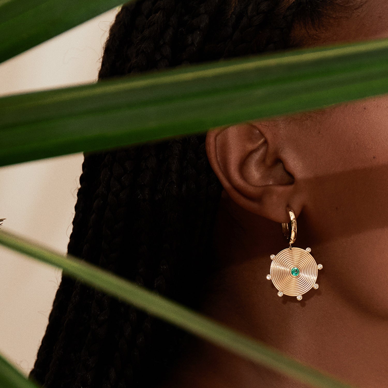 Ingrid Hoop & Drop Earrings with Emeralds