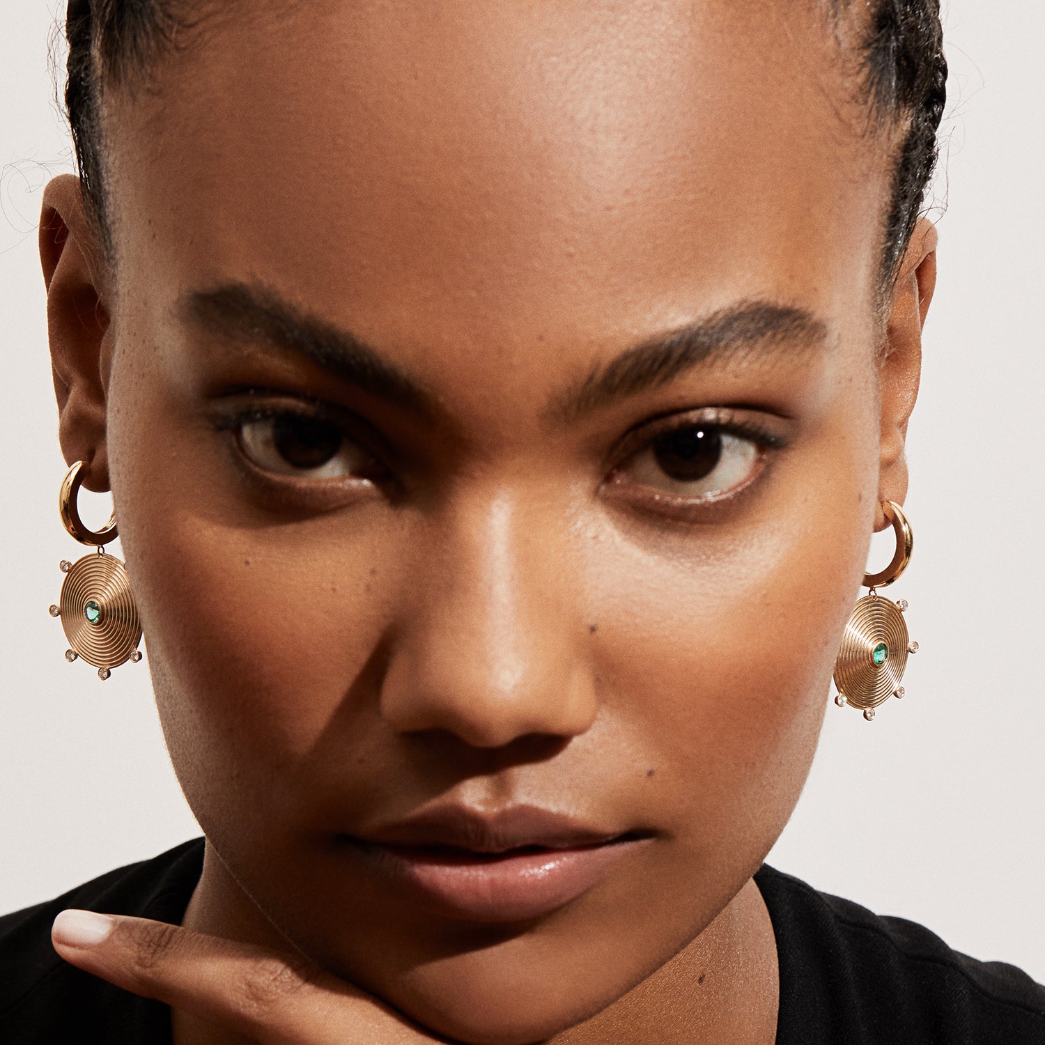 Ingrid Hoop & Drop Earrings with Emeralds