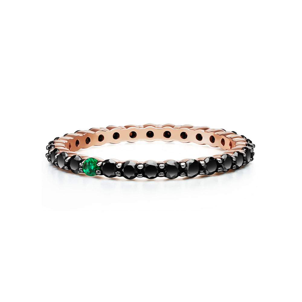 Selin Kent 14K Lara Ring with One Emerald and Black Diamonds