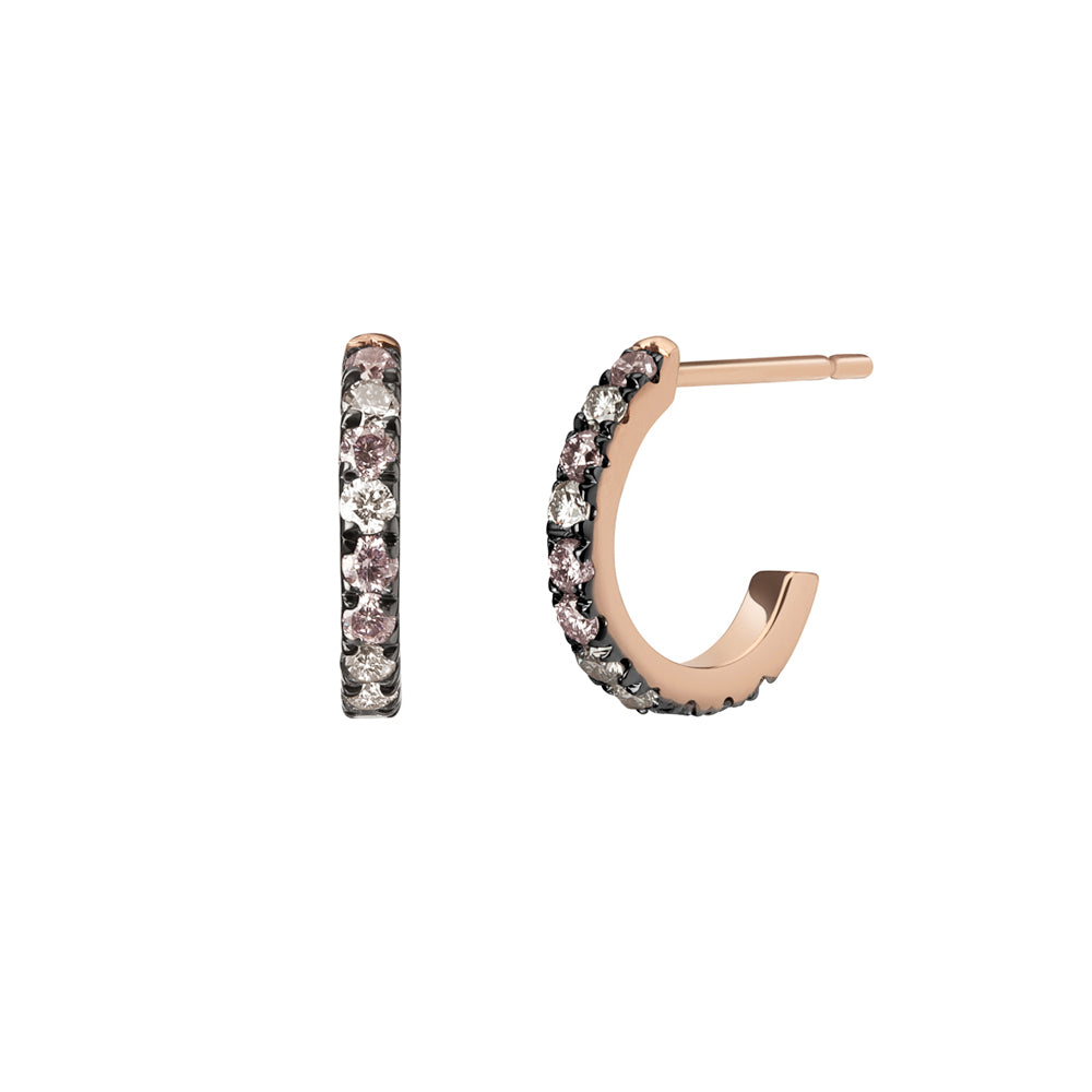 Selin Kent 14K Night Sky Huggie Hoops with White Diamonds, Grey Diamonds, and Pink Diamonds