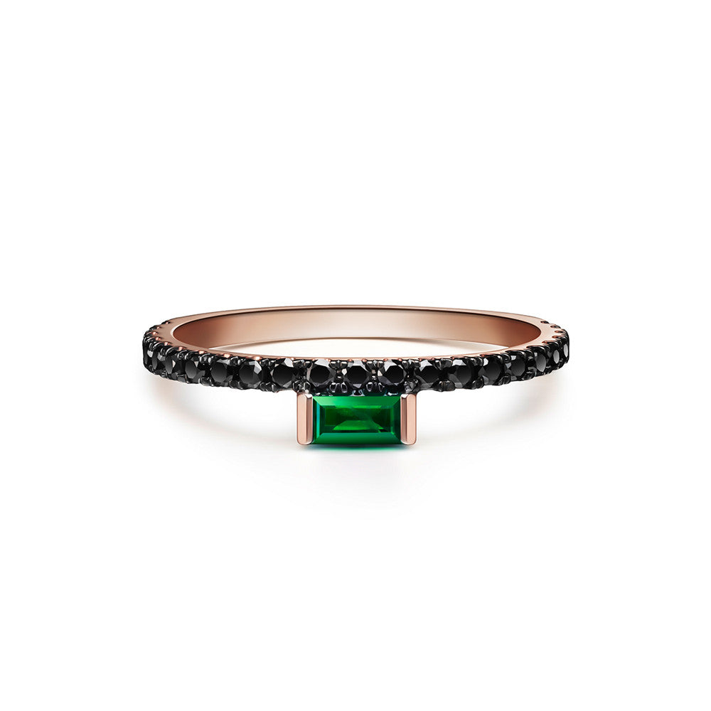 Selin Kent 14K Nikita Ring with Emerald Baguette and Black Diamonds