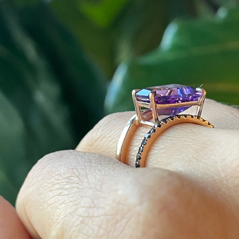 Amethyst & Black Diamond PERA Ring