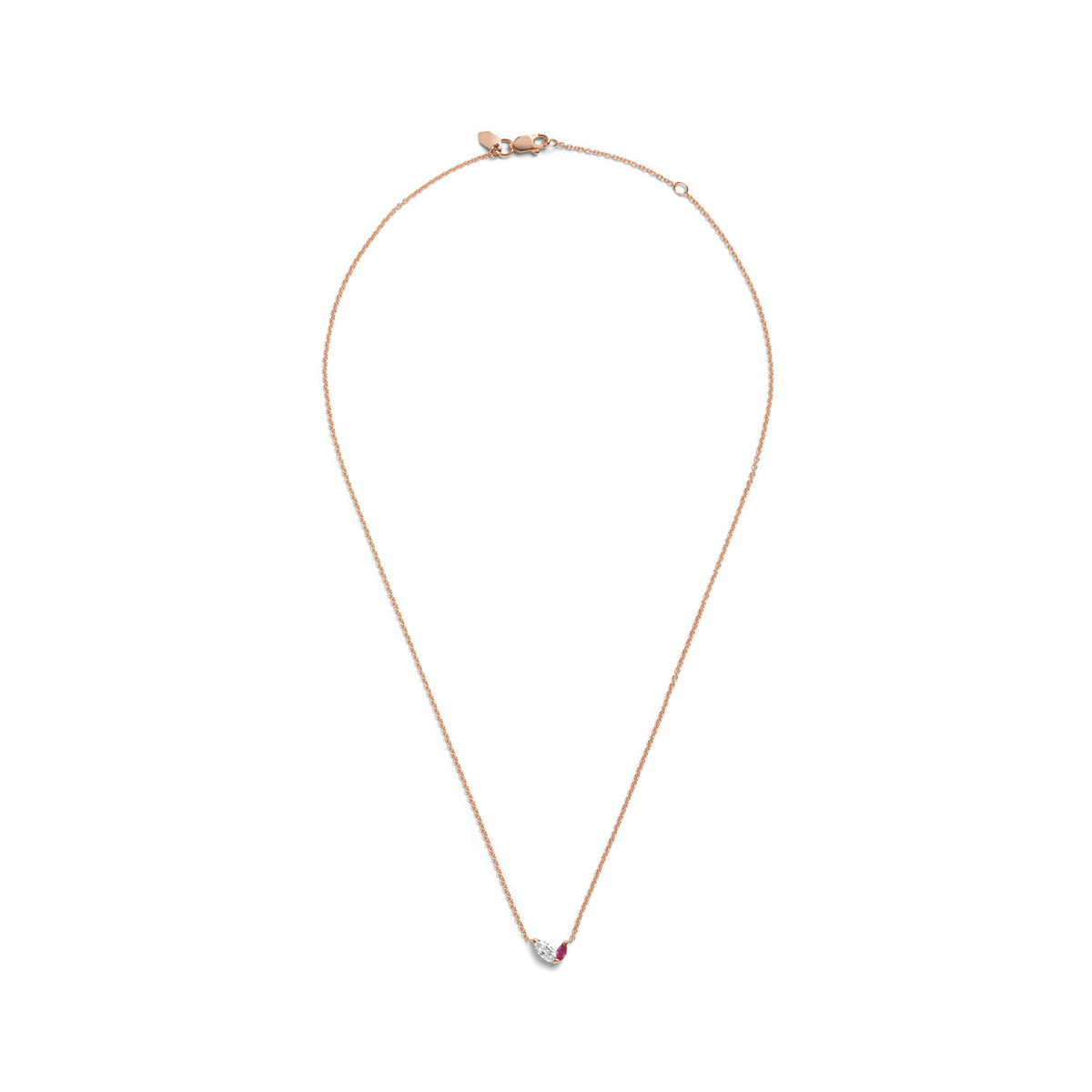 Selin Kent 14K Defne Necklace with Offset White Diamond Marquise and Offset Ruby Marquise