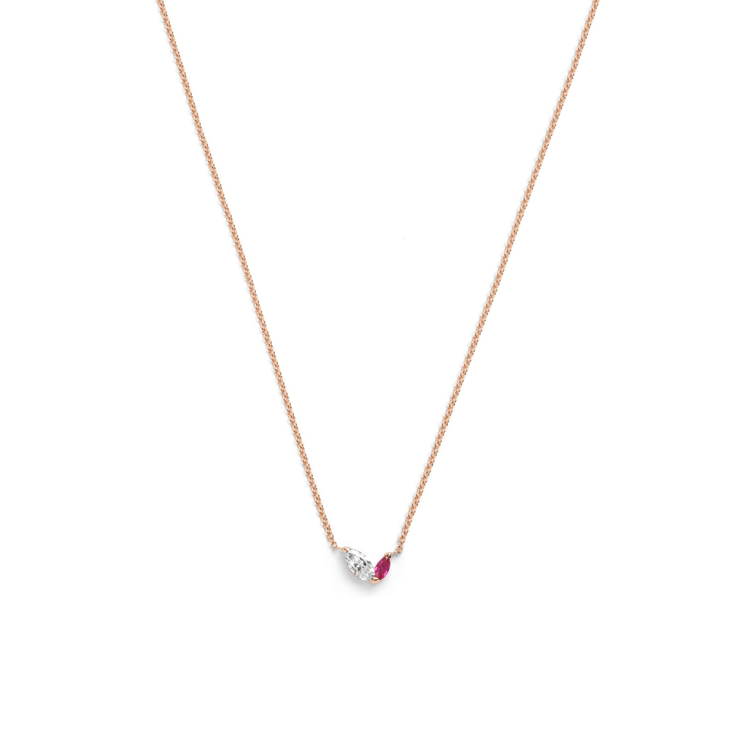 Defne Necklace | White Diamond & Ruby