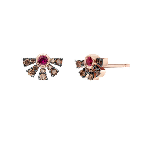 Helia Studs - Single Orange Sapphire