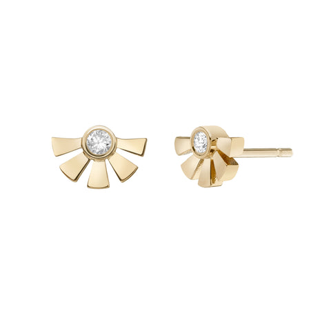 Helia Studs - Single Orange Sapphire