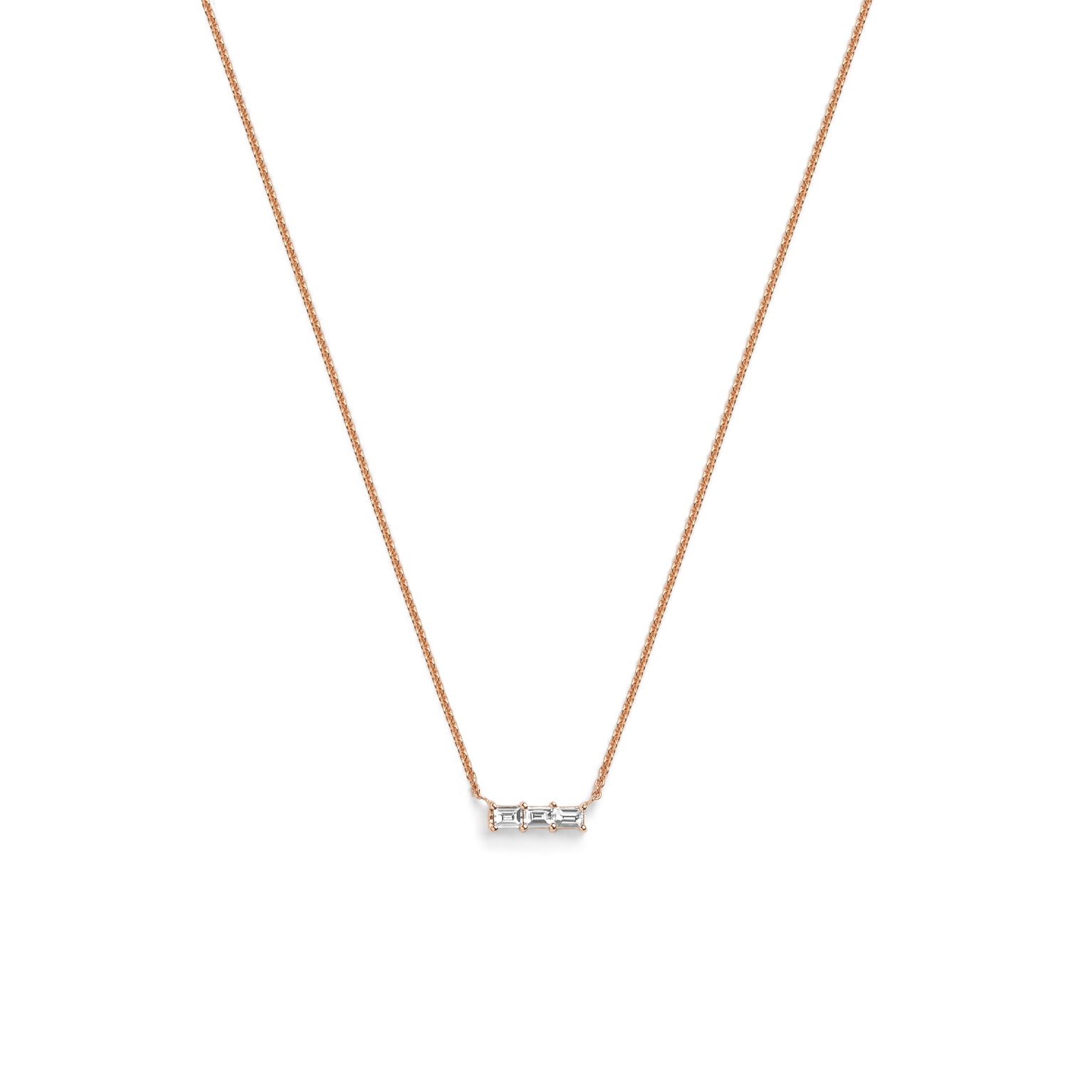 Selin Kent 14K Rhea Necklace with Three White Diamond Baguettes