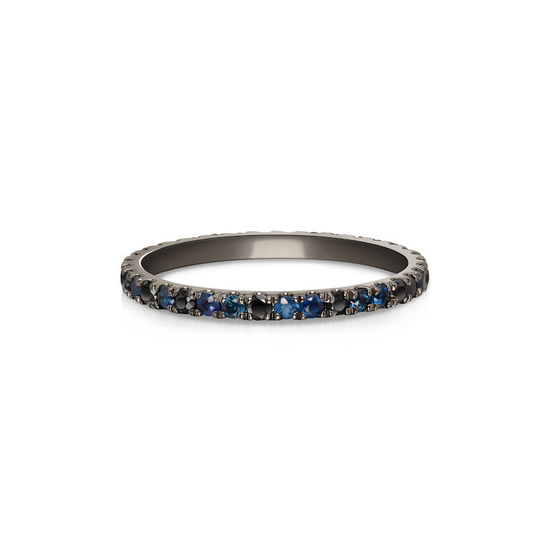 Ocean Blue Eternity Ring - Sapphire & Black Diamonds