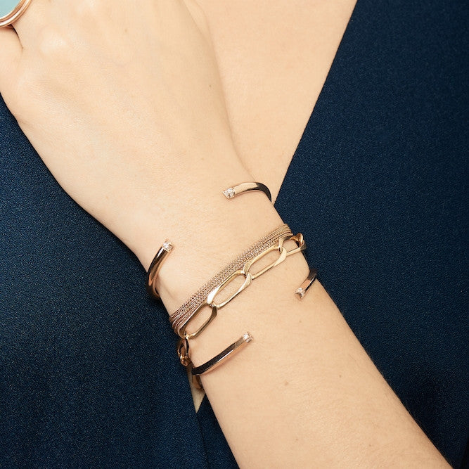 Selin Kent 14K Greta Cuff with Four White Diamonds - On Model