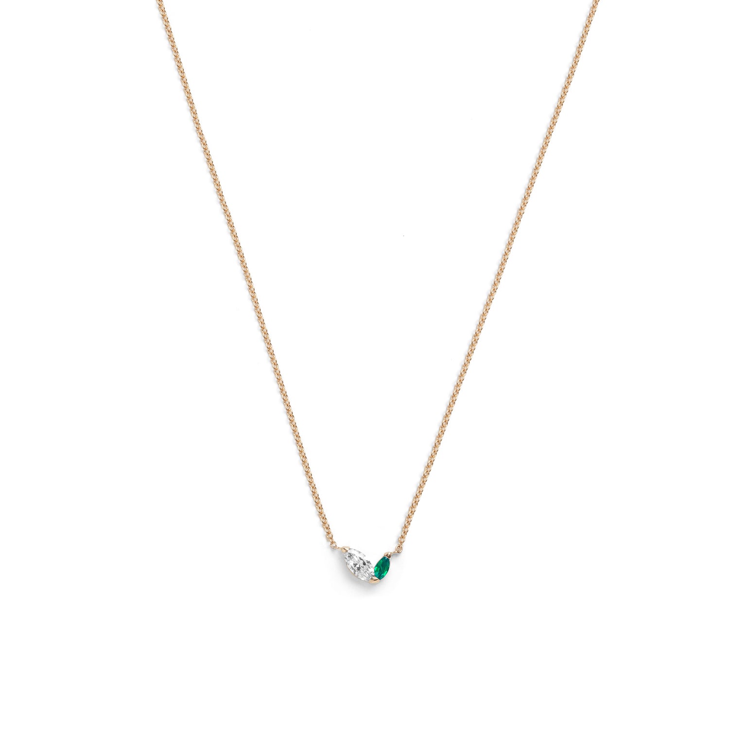 Defne Necklace | White Diamond & Emerald