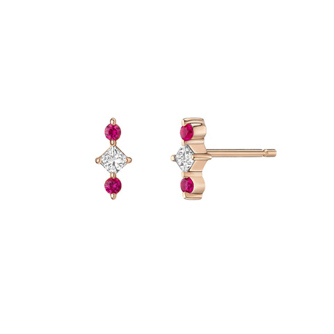 Marlene Earrings | Rubies and Black Diamonds