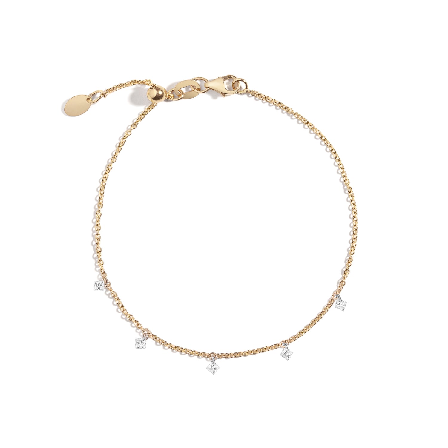 Nuwa Bracelet ~ Floating Princess Cut Diamond Bracelet