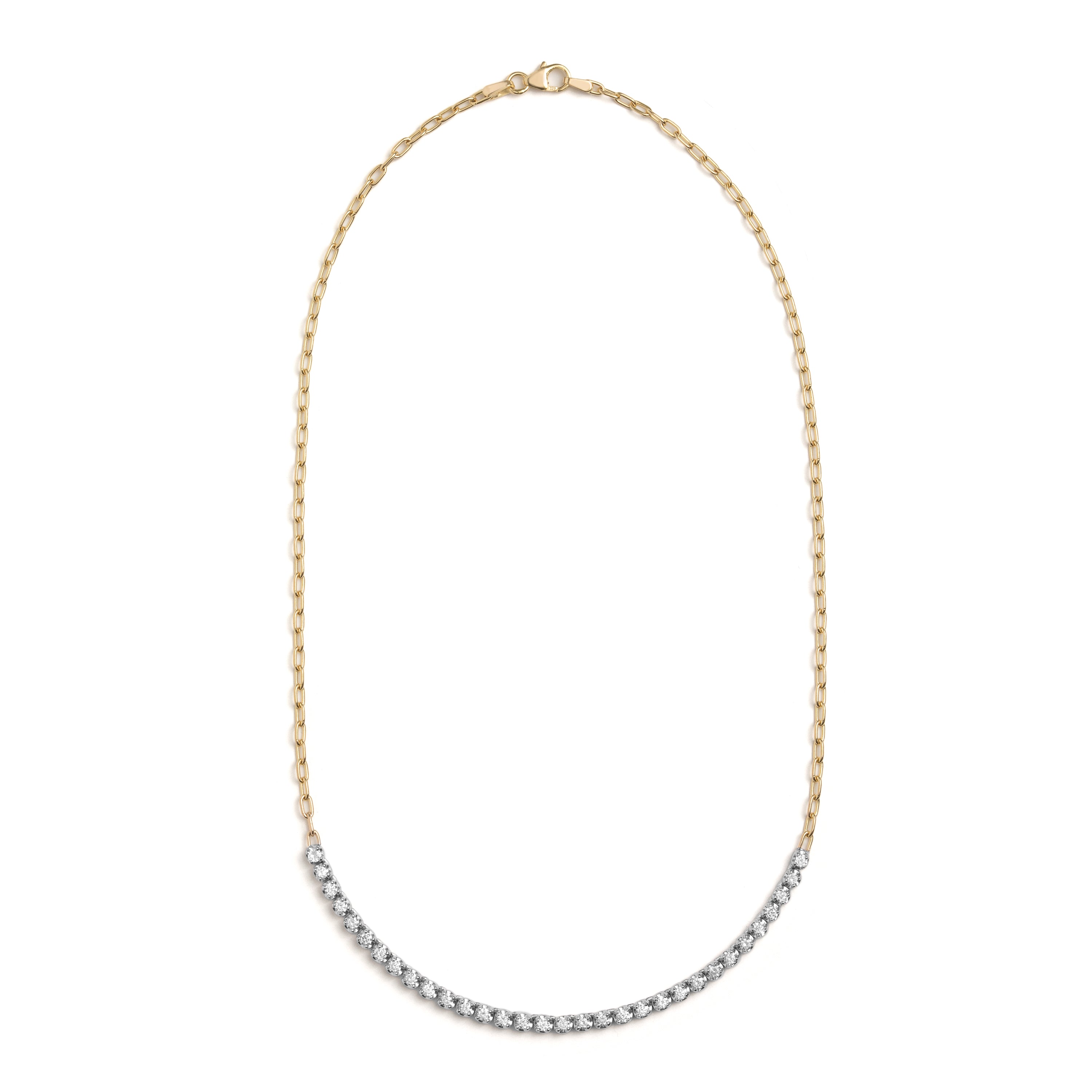 Simone Partial Tennis Necklace - White Diamond