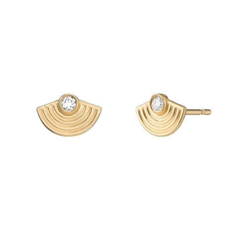 Helia Studs - Single Orange Sapphire