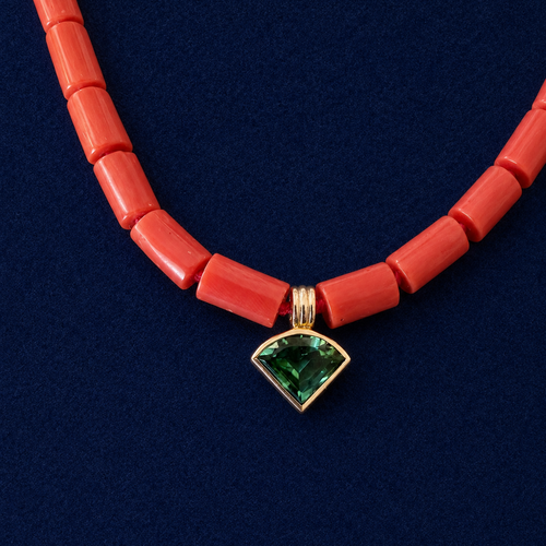 Coral & Tourmaline Beaded Necklace