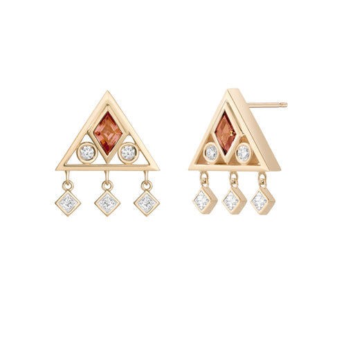 Orange Sapphire Muska Earrings