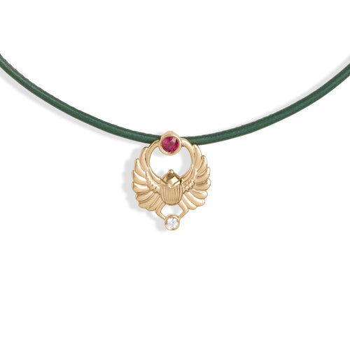 Khepri Scarab Choker ~ Ruby