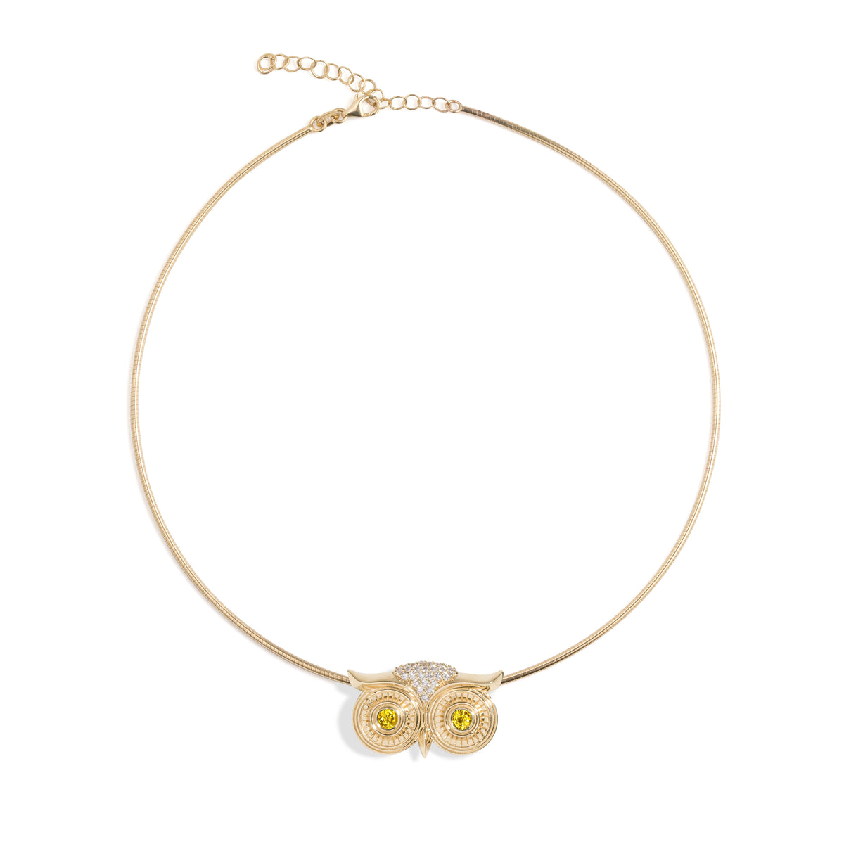 Athena Necklace in 14k yellow gold with yellow sapphire eyes by SELIN KENT