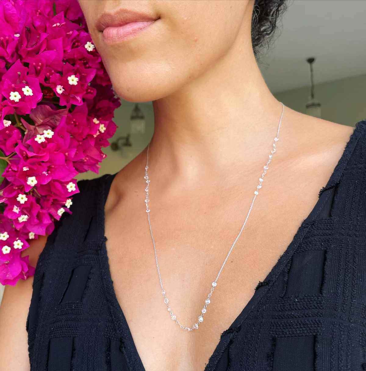 Lila Floating Rose Cut Necklace - Long Version