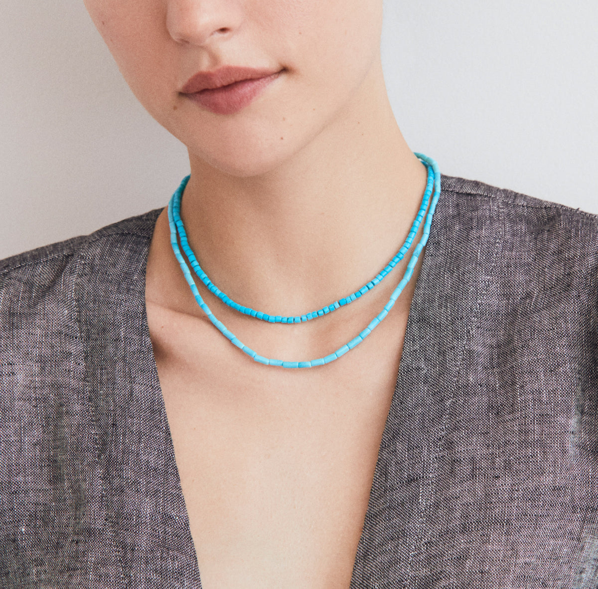Turquoise Heishi Beaded Necklace