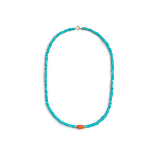 Coral & Turquoise Beaded Necklace