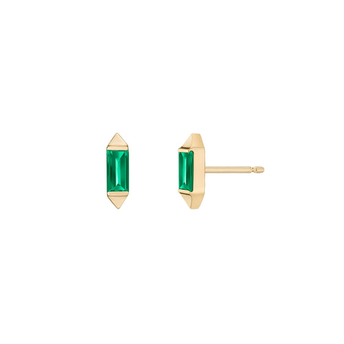 Bergama Baguette Studs - Emerald