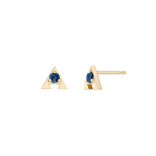 Amulet 'Muska' Studs - Blue / Orange / Gray Sapphire, Emerald, Alexandrite