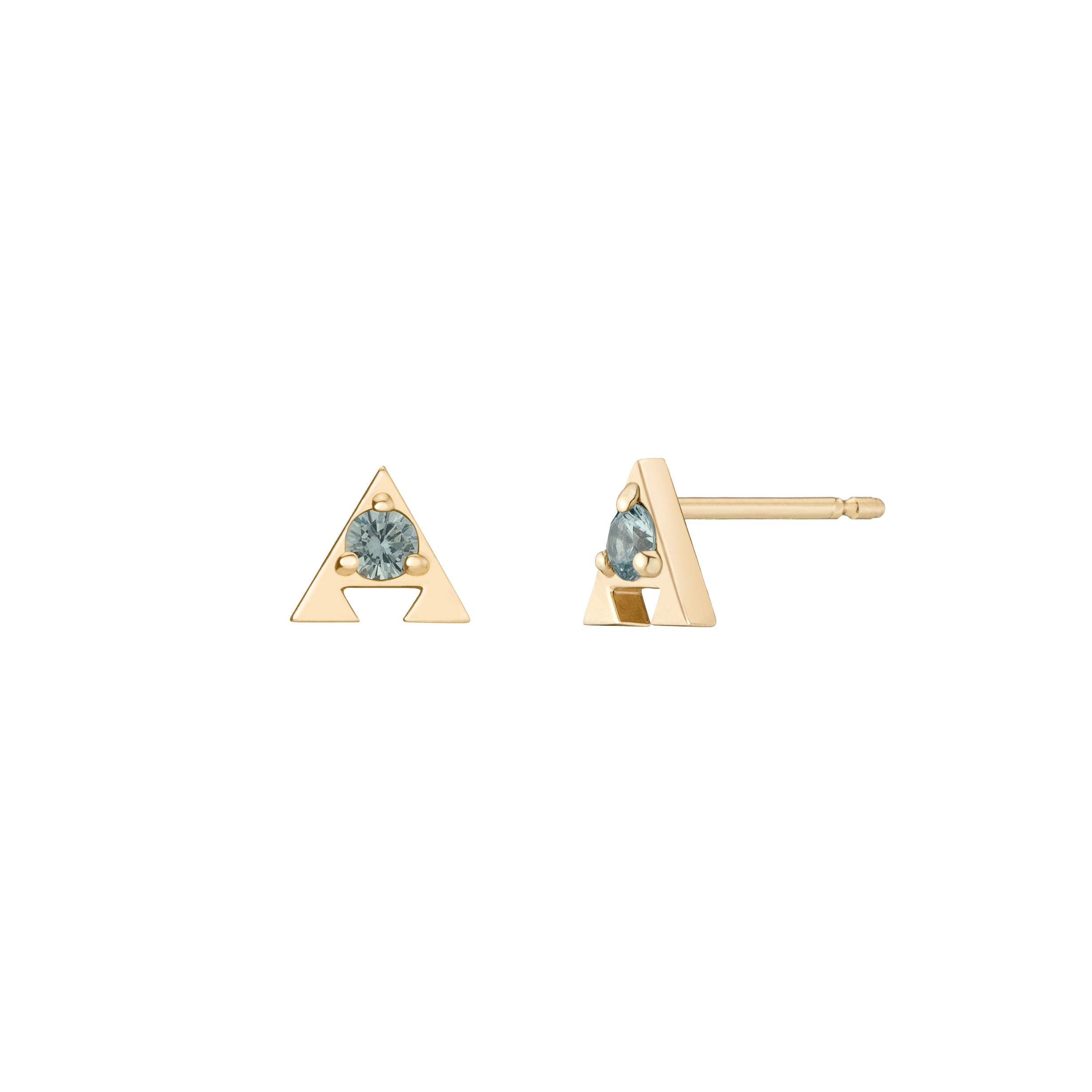 Amulet 'Muska' Studs - Blue / Orange / Gray Sapphire, Emerald, Alexandrite