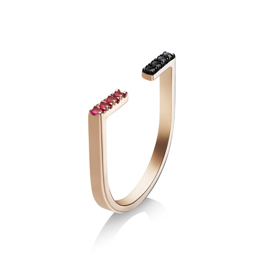 Selin Kent 14K Anais Ring with Black Diamonds and Rubies