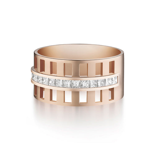 Selin Kent 14K Benita Cigar Band with Princess Cut White Diamonds