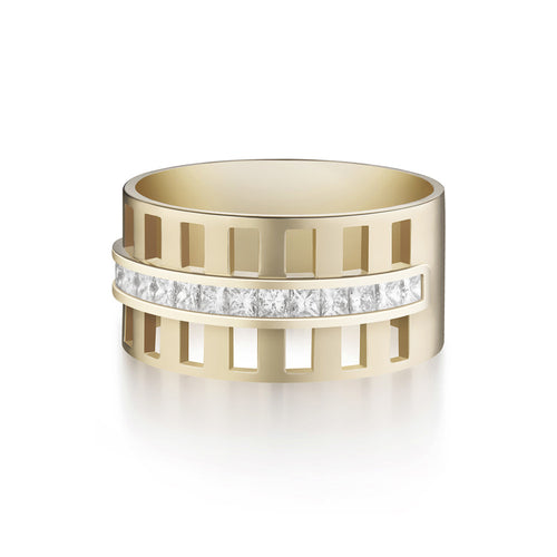 Selin Kent 14K Benita Cigar Band with Princess Cut White Diamonds