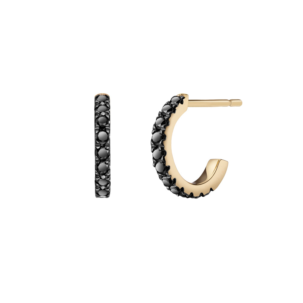 Black Diamond Huggie Hoops