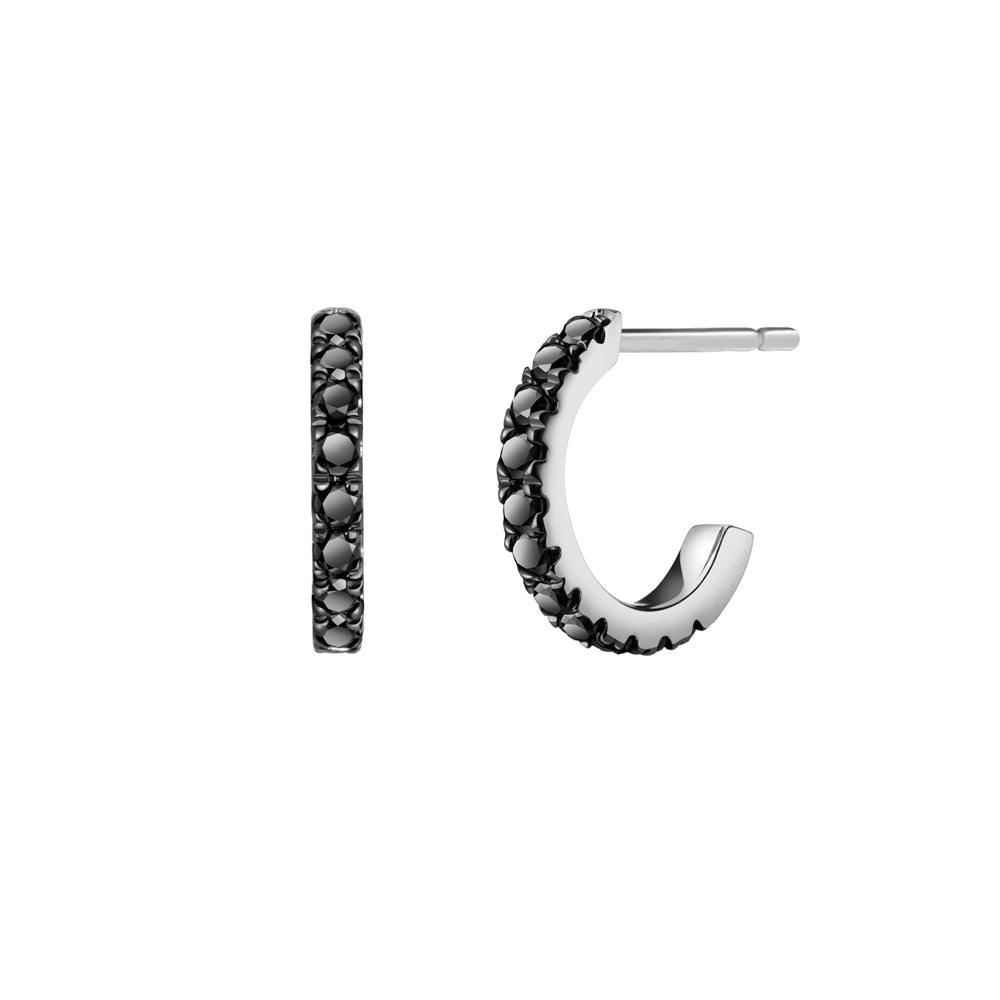 Black Diamond Huggie Hoops