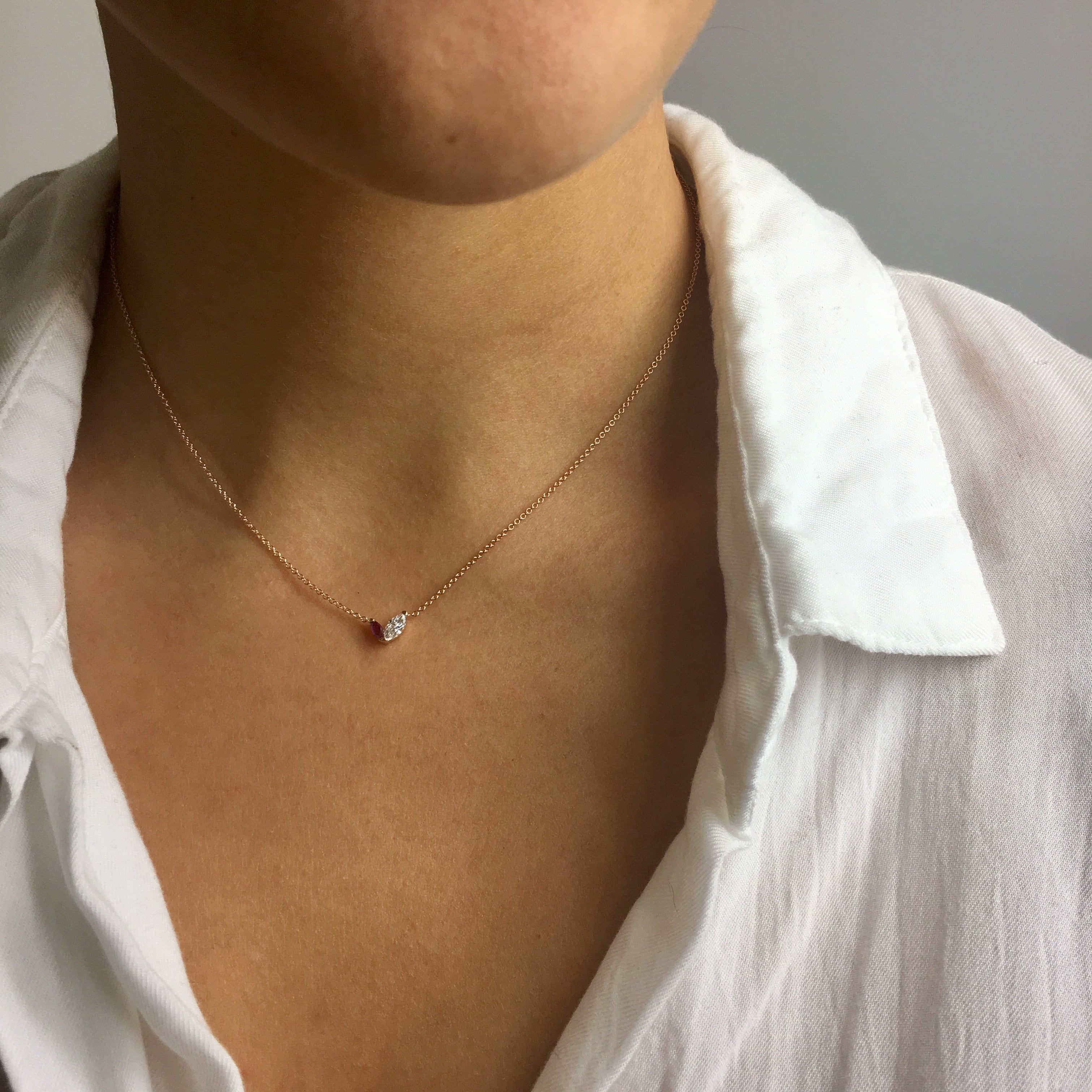 Defne Necklace | White Diamond & Ruby