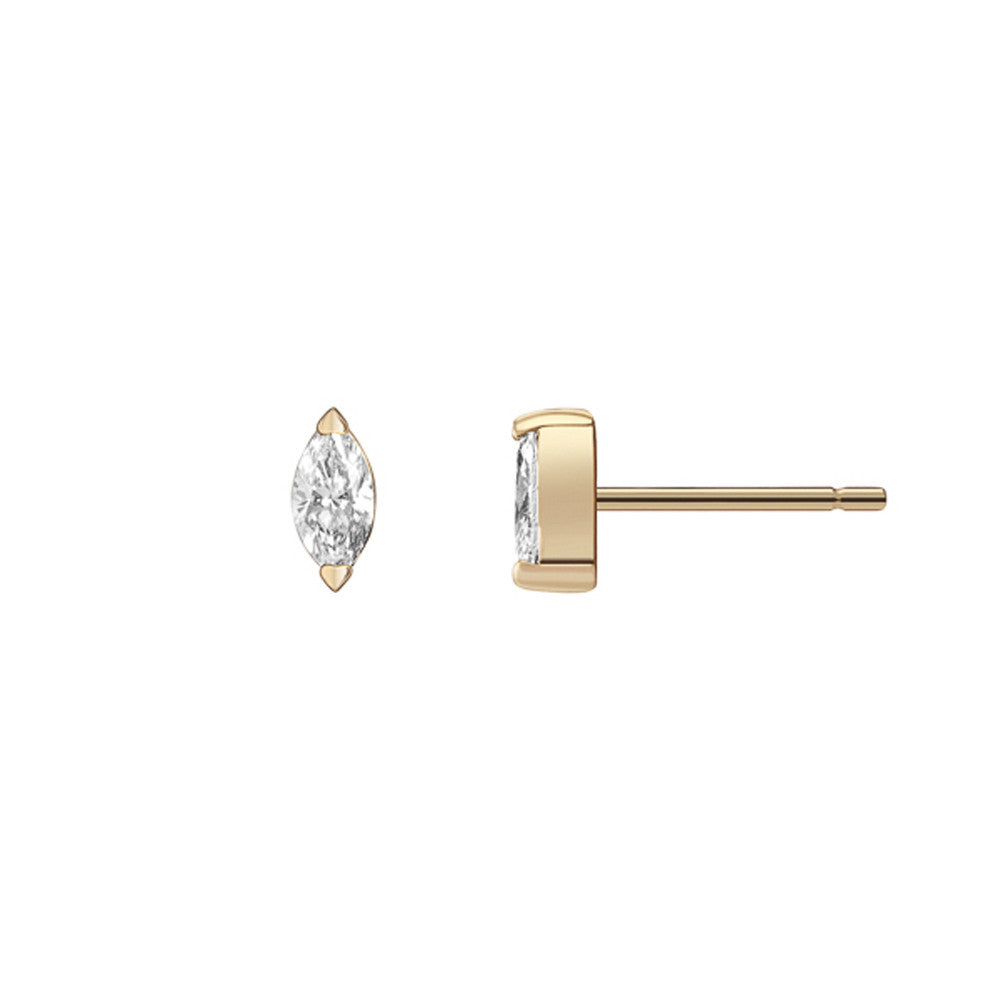 Selin Kent 14K Defne Studs with White Diamond Marquise