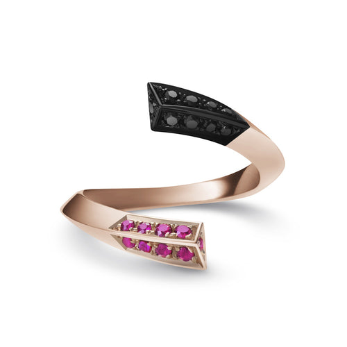 Selin Kent 14K Eva Ring with Rubies and Black Diamonds